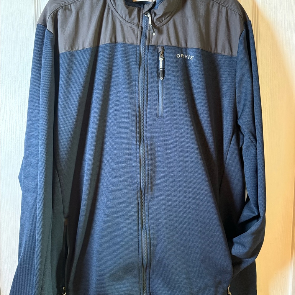 Men’s Orvis Classic Navy Blue/ Grey Polyester & Fleece  Jacket XXL